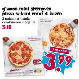 Boon`s Markt g'woon mini steenoven pizza salami en/of 4 kazen aanbieding