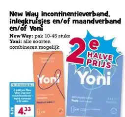 Boon`s Markt New Way incontinentieverband. inlegkruisjes en/of maandverband en/of Yoni aanbieding