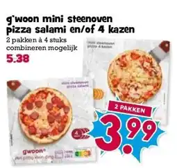 Boon`s Markt g'woon mini steenoven pizza salami en/of 4 kazen aanbieding
