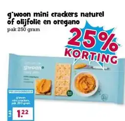 Boon`s Markt gwoon mini crackers naturel of olijfolie en oregano aanbieding