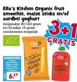 Boon`s Markt Ella's Kitchen Organic fruit smoothie, maize sticks en/of aardbei yoghurt aanbieding
