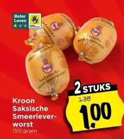 Vomar Voordeelmarkt Kroon Saksische Smeerlever- worst aanbieding