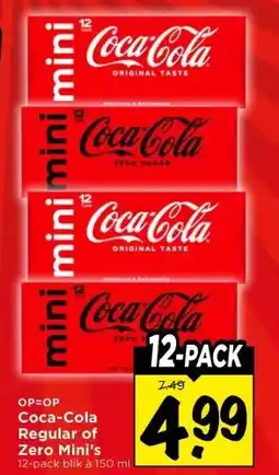 Vomar Voordeelmarkt OP=OP Coca-Cola Regular of Zero Mini's aanbieding