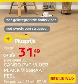 Praxis CANDO PVC VLOER PLANK VISGRAAT FEEL aanbieding
