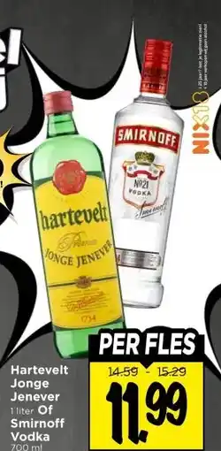 Vomar Voordeelmarkt Hartevelt Jonge Jenever 1 liter Of Smirnoff Vodka 700 ml aanbieding