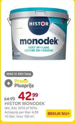 Praxis Histor Monodek Muurverf - Mat - White - aanbieding