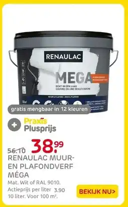 Praxis RENAULAC MUUR- EN PLAFONDVERF MÉGA aanbieding