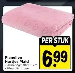 Vomar Voordeelmarkt Flanellen Hartjes Plaid aanbieding