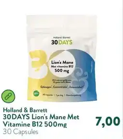 Holland & Barrett 30DAYS Lion's Mane Met Vitamine B12 500mg aanbieding