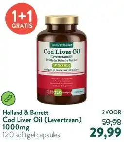 Holland & Barrett Cod Liver Oil (Levertraan) 1000mg aanbieding