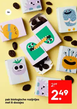 HEMA Pak biologische rozijntjes met 8 doosjes aanbieding