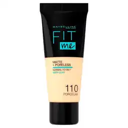 Trekpleister Maybelline New York Fit Me Matte & Poreless 110 Porcelain Foundation aanbieding