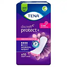 Trekpleister Tena Discreet Protect+ Normal Night Verbanden aanbieding