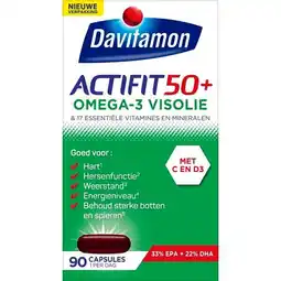 Trekpleister Davitamon Actifit 50+ Omega-3 Visolie Multivitamine & Mineralen Capsules aanbieding
