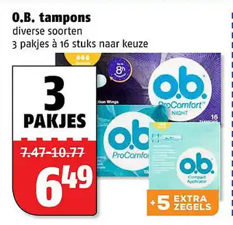 Poiesz 0.B. tampons aanbieding