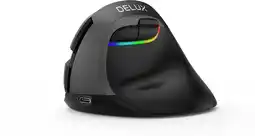 Bol.com DELUX M618 Mini 2.4G draadloze 2400 DPI USB oplaadbare ergonomische verticale muis (grijs) aanbieding