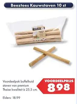 Huisdier Voordeelshop Beeztees Kauwstaven 10 st aanbieding