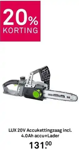 Karwei LUX 20V Accukettingzaag incl. 4.0Ah accu+Lader aanbieding