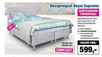 Matrasconcurrent Boxspringset royal supreme 140x200 cm aanbieding