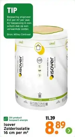 GAMMA Isover zolderisolatie glaswol 500x60cm, dikte 16cm (Rd 4.0) 3,0m² aanbieding