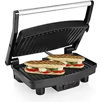 Bol.com Tristar Contactgrill GR-2856 - Panini Grill - Anti-aanbaklaag - 1500W - RVS/Zwart aanbieding