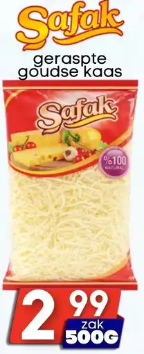Özbaktat Supermarkt Safak geraspte goudse kaas aanbieding