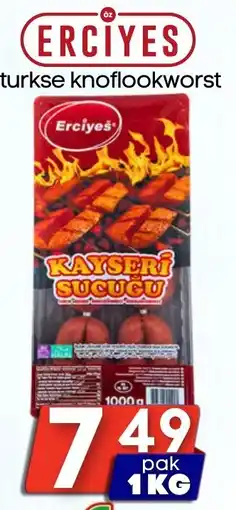 Özbaktat Supermarkt Erciyes turkse knoflookworst aanbieding