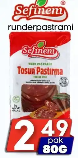Özbaktat Supermarkt Sefinem runderpastrami aanbieding