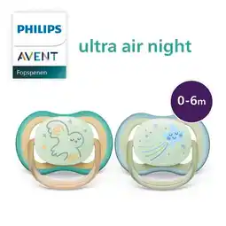 Trekpleister Philips Avent Ultra Air Night-time 0-6M SCF376/18 Fopspeen aanbieding