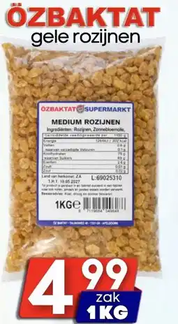 Özbaktat Supermarkt Özbaktat gele rozijnen aanbieding
