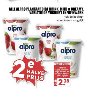 MCD Supermarkt Alle alpro plantaardige drink, mild & creamy, variatie op yoghurt en-of kwark 500 gram aanbieding