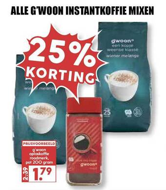 MCD Supermarkt Alle g'woon instantkoffie mixen 200 gram aanbieding