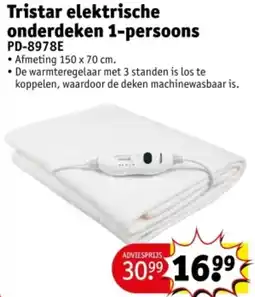 Kruidvat Tristar elektrische onderdeken 1 persoons aanbieding