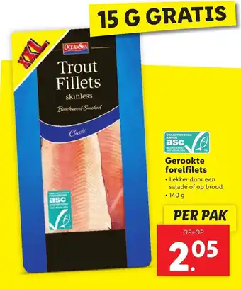 Lidl Gerookte forelfilets 140g aanbieding