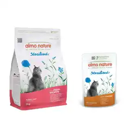 Zooplus 2 kg Almo Nature Holistic Sterilised + 6 x 70 g bijpassend natvoer voor een speciale prijs! aanbieding