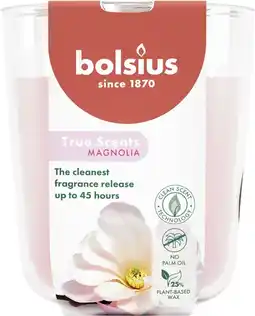 Intratuin Bolsius geurkaars True Scents Magnolia roze 45 uur D 8,4 H 5,2 cm aanbieding