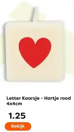 The Read Shop Letter Kaarsje - Hartje rood aanbieding