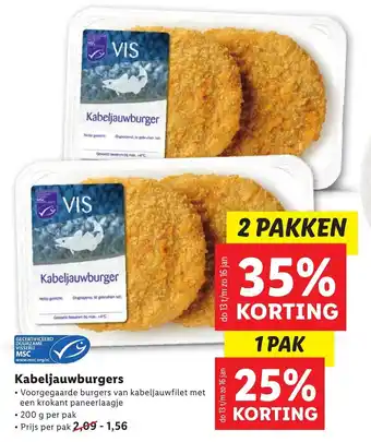 Lidl Kabeljauwburgers 200g aanbieding