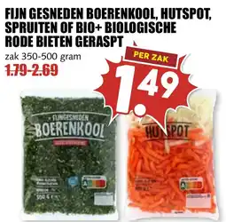 De Boerenschuur Fijn gesneden boerenkool, hutspot, spruiten of bio+ biologische rode bieten geraspt aanbieding