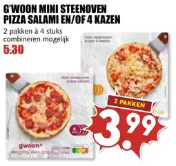 De Boerenschuur G'woon mini steenoven pizza salami en/of 4 kazen aanbieding