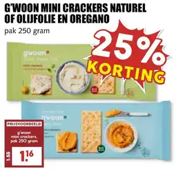 De Boerenschuur G'woon mini crackers naturel of olijfolie en oregano aanbieding