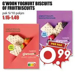 De Boerenschuur G'woon yoghurt biscuits of fruitbiscuits aanbieding