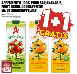 De Boerenschuur Appelsientje 100% puur sap, ananasje, fruit drink, goudappeltje en/of sinaasappelsap aanbieding