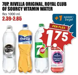 De Boerenschuur 7up, rivella original, royal club of sourcy vitamin water aanbieding