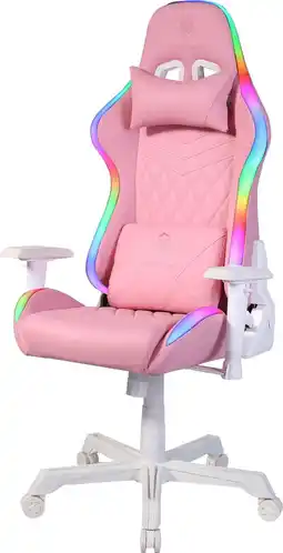 Bol.com Deltaco Gaming Pink Line PCH90 Gaming Chair with full RGB Lightning - Pink aanbieding