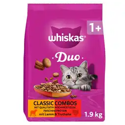Zooplus Voordeelpakket: 3x 1,9kg Whiskas 1+ Duo Classic Combos Lamb & Kalkoen droogvoer voor katten aanbieding