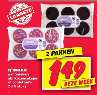 Nettorama g'woon gangmakers, abrikozencakejes of confettini's aanbieding