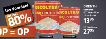 De voordeelmarkt Drenth decoltran egx houtfilter 1 liter blank aanbieding