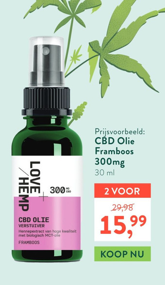 Holland & Barrett Cbd olie framboos 300mg aanbieding