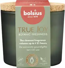 Intratuin Bolsius geurkaars True Joy Botanic Freshness groen 21 uur D 8,3 H 7,6 cm aanbieding